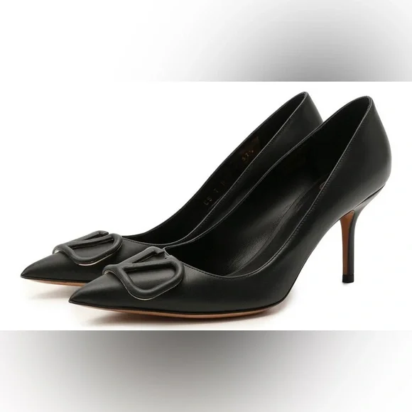 VALENTINO GARAVANI VLOGO LETHER HEELS - Picture 2 of 13